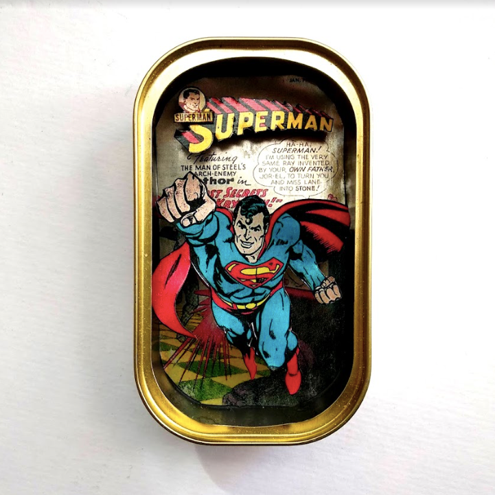  Arte en lata - Superman  - by desechorehecho - peliculas en latas de conserva - arte de metal