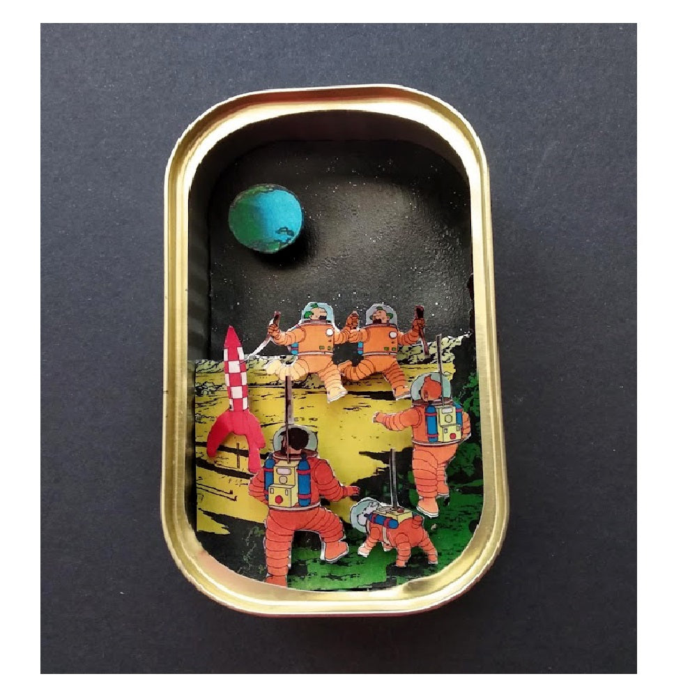  Arte en lata - Tintín: Aterrizaje en la Luna - by desechorehecho - peliculas en latas de conserva - arte de metal