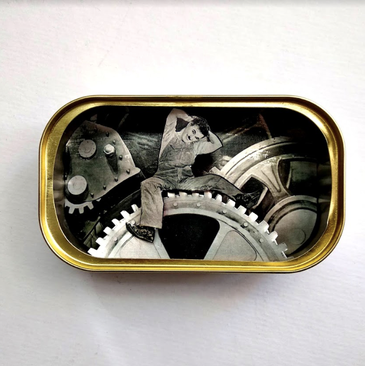  Arte en lata - Tiempos modernos  - by desechorehecho - peliculas en latas de conserva - arte de metal