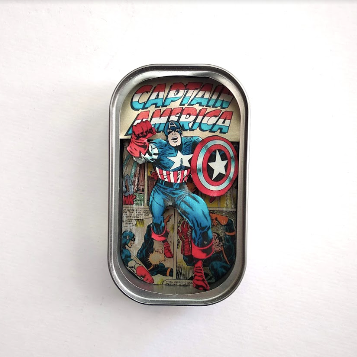  Arte en lata - Capitán América  - by desechorehecho - peliculas en latas de conserva - arte de metal